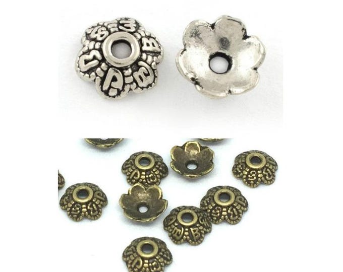 50pc 7mm antique finish metal bead caps-pls pick you color
