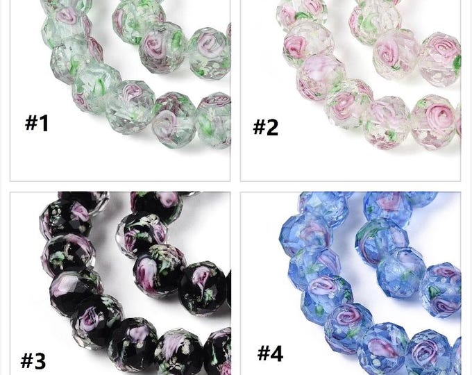 10 Pcs, Faceted Rondelle, Murano Glass, Lampwork Glass, 10x8mm beads-pls pick a color