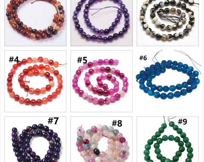 15 inch  Agate Round Faceted Beads 8mm(47 beads)-pls pick a color
