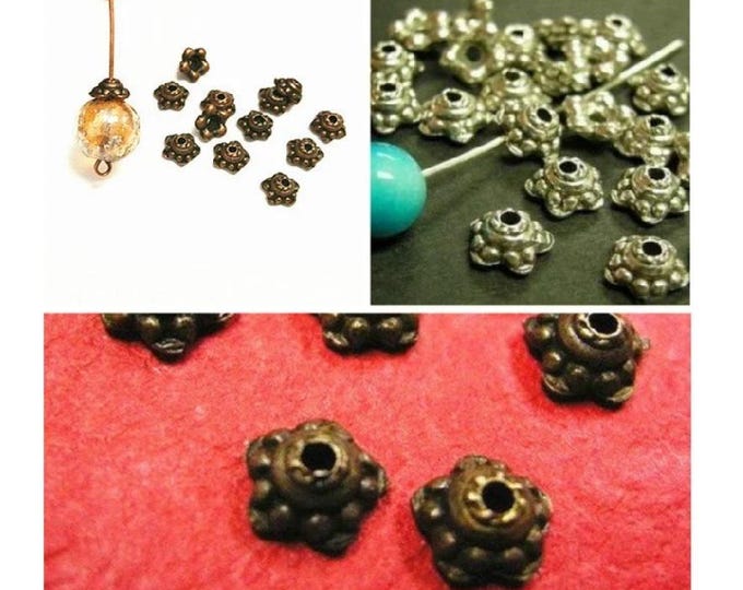 24pc 7mm antique finish metal bead cap-pls pick a color