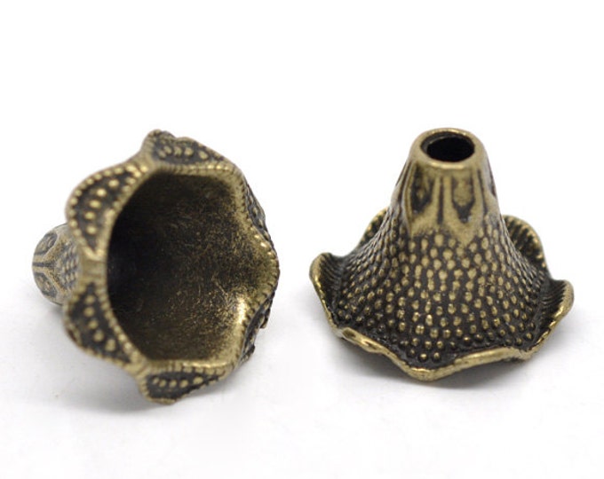 4pc 22X17mm antique bronze large fancy bead cap-5605x2