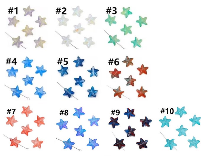10pc 15x14mm glass made star fish beads-pls pick a color