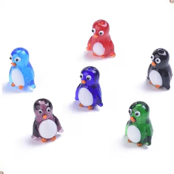 20pc 20X12x15mm handmade lampwork glass small cute penguin bead- mix color