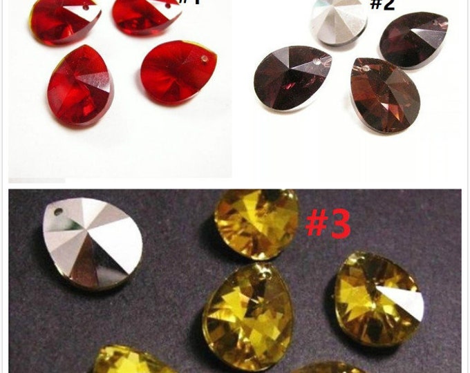 6pc crystal glass  drop shape glass beads-  pls pick a color