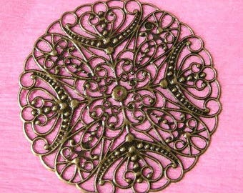 6pc 65mm antique nickel free filigree wrap-antique bronze finish