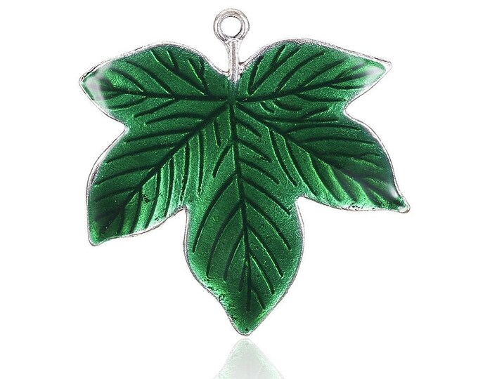1pc 59x57mm zinc alloy enamel leaf pendant-4m31