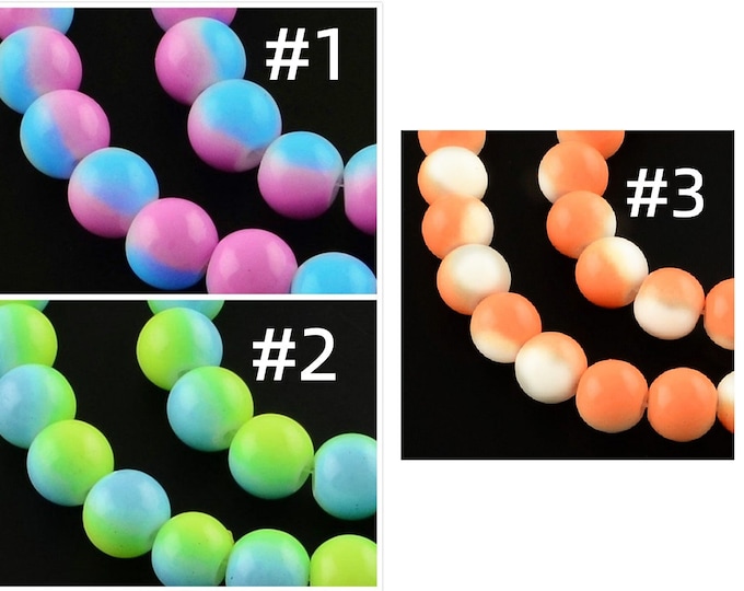1 strand 32 inch Two-Color Baking Painted Glass Beads 6mm(138pcs)-pls pick your color