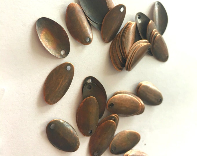 50pc 14x8mm antique copper finish metal oval drop charms-S293