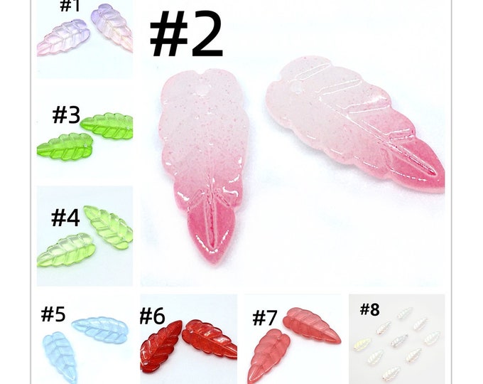 10pc 23x10mm leaf shape glass beads/charms-R711-please pick a color