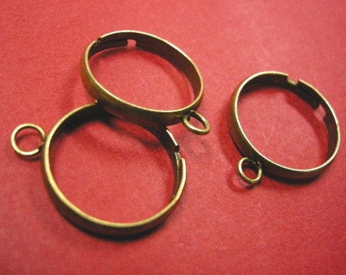 6pcs Antique Bronze  Finish Adjustable Ring Shanks-4837
