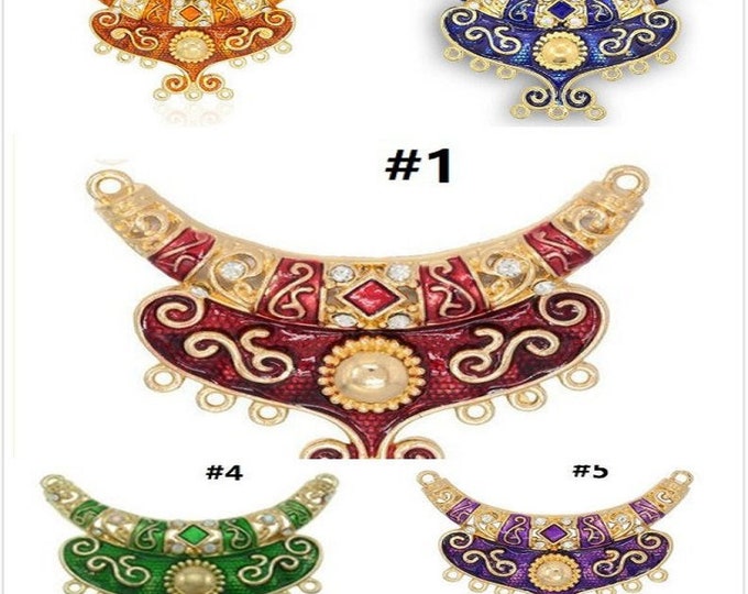 1pc gold finish metal connector  with enamel & rhinestone-pls pick a color