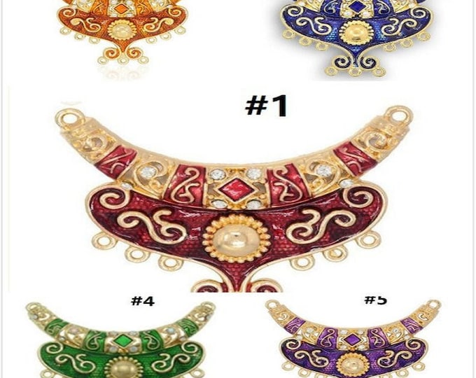 1pc gold finish metal connector  with enamel & rhinestone-pls pick a color