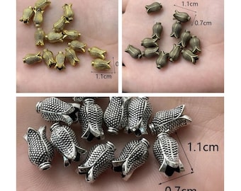 12pc 11x7mm Metal Flower Bead Caps/Tassel Caps -Pls pick a color