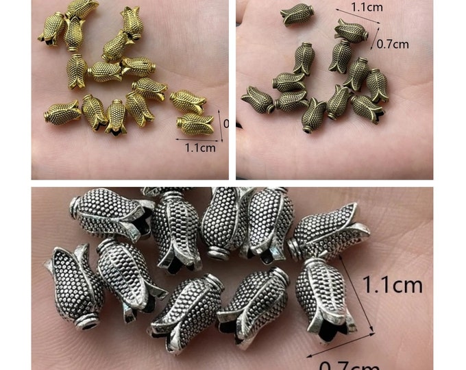 12pc 11x7mm Metal Flower Bead Caps/Tassel Caps -Pls pick a color