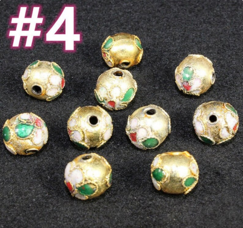 10pc 10mm round Cloisonne beads-pls pick a color #4 -bk440