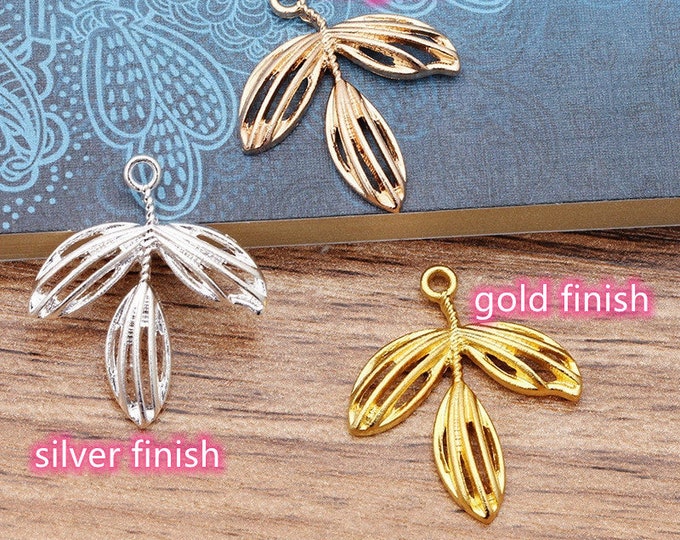 4pc 27.5x24mm metal alloy leaf pendants r292-pls pick a color