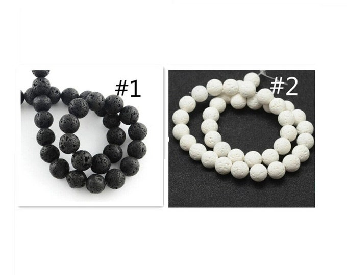 1 Strand of 15-Inch Natural Lava Gemstone Round Beads 12mm
