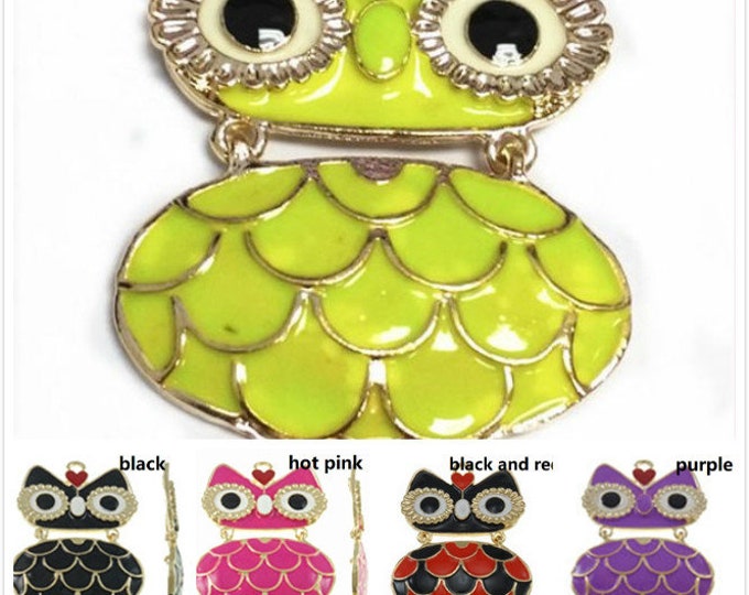 1pc 71x49mm zinc alloy enamel  owl pendant-pls pick your color