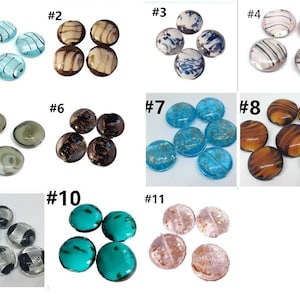 6pc 20mm handmade flat round lampwork glass beads-pls pick a color