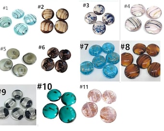 6pc 20mm handmade flat round lampwork glass beads-pls pick a color
