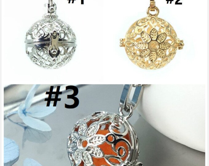 2pc 24x22mm  round shape metal prayer box bead cage pendant-pls pick a style