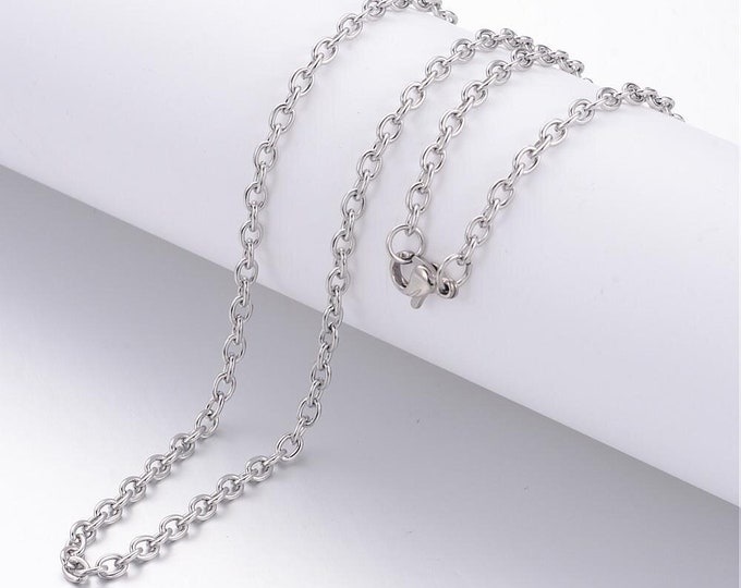 Wholesale 10 pc of 23.6 inches stainless steel cable chain necklaces -LL1137