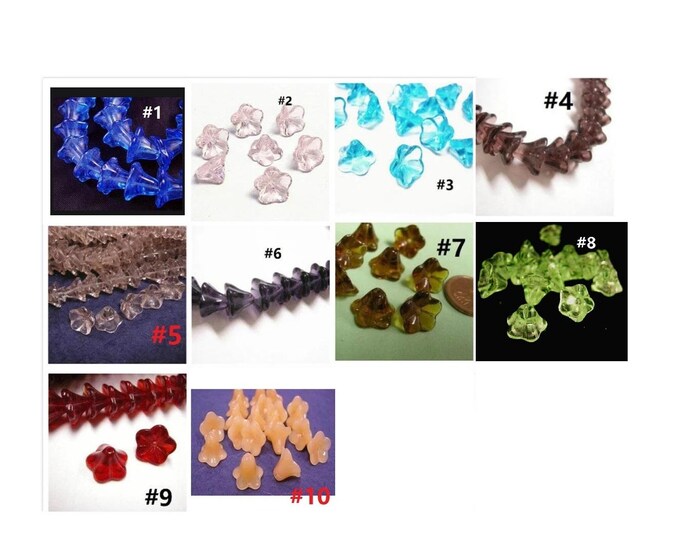 15pc Morning Glory Shaped Glass Beads – Floral Bead Spacers – Handmade Jewelry Supplies – DIY Craft Beads – Boho Chic Beads