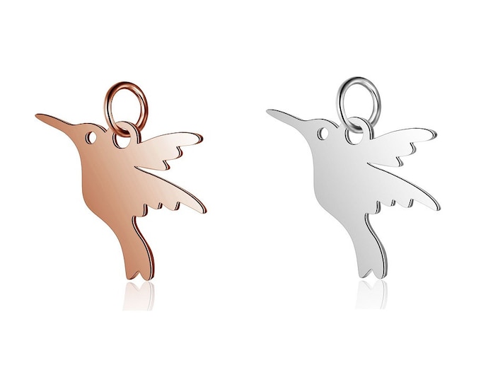 5pc stainless steel 15x13mm bird charms-pls pick a color