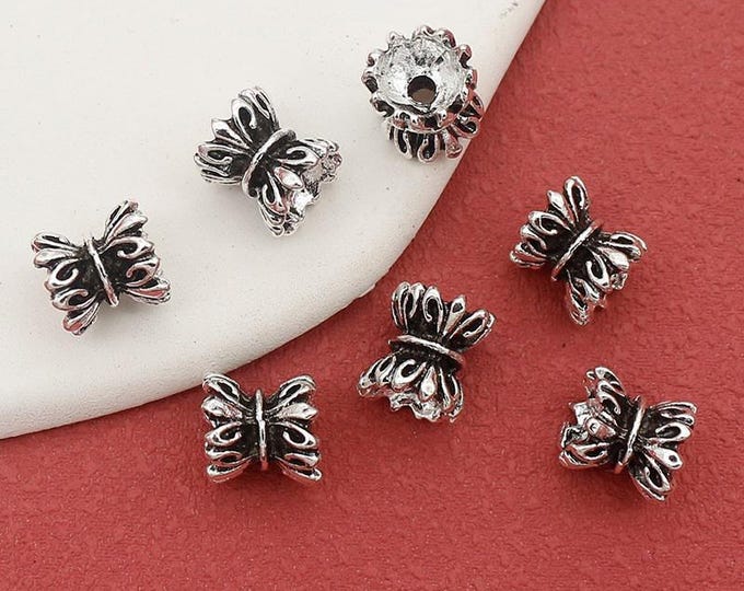 6pc 10x9mm Antique Silver Alloy Crown Beads, for Jewelry Making, DIY Craft Supplies