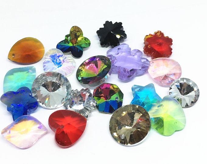 20pc mix color and shape AB color glass pendants-TIN50