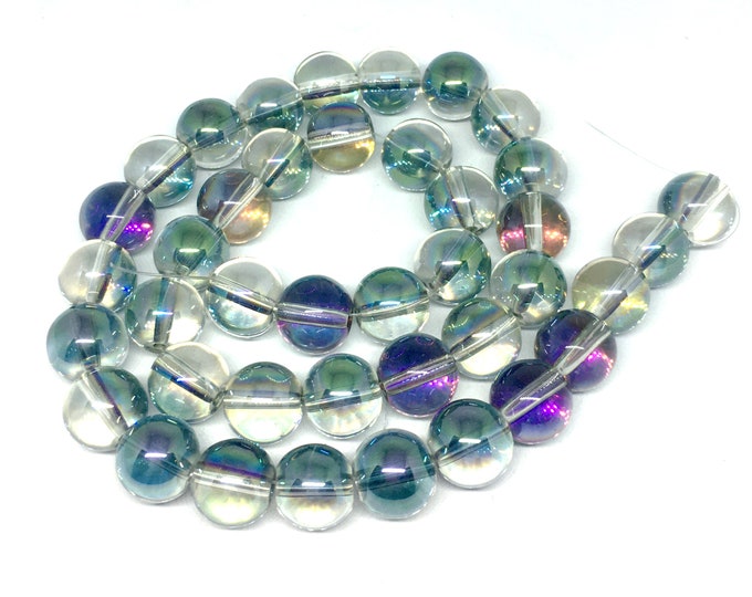 1 strand  Rainbow Plated Round Electroplated Glass Beads-pick pick a size