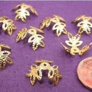 30 pieces filigree leaf bead caps-pls pick a color gold finish 1604