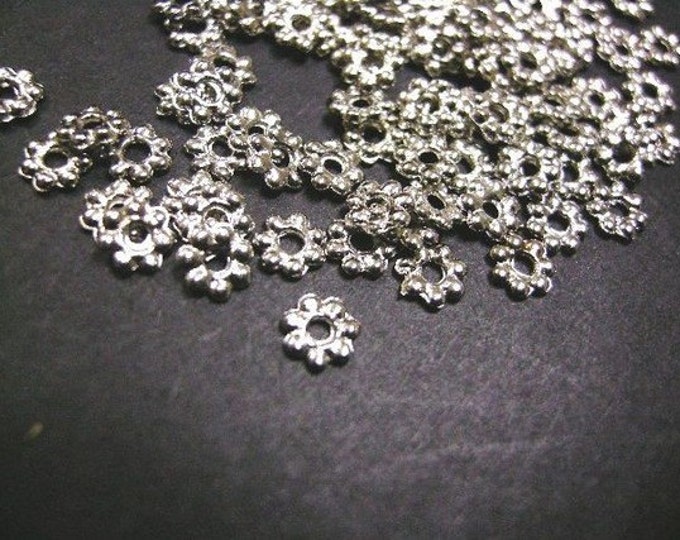 100pc 5mm antique silver daisy metal beads-3561