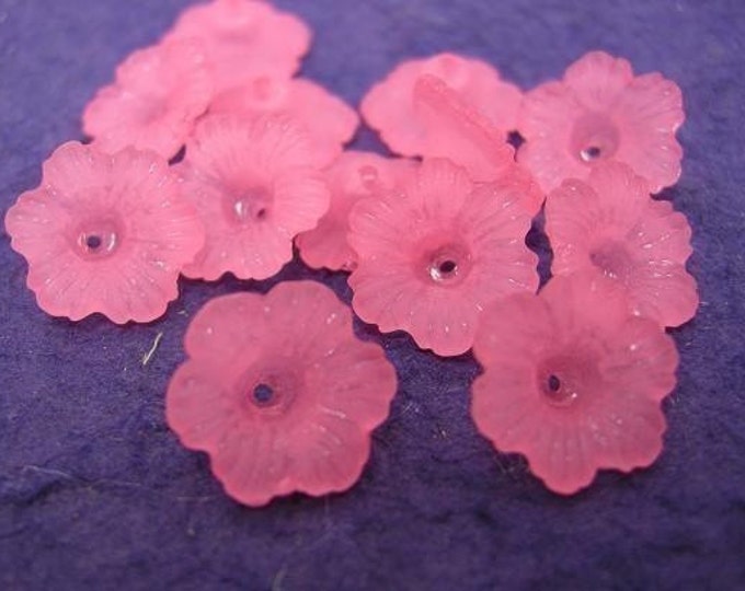 24pc hot pink acrylic flower bead-1181
