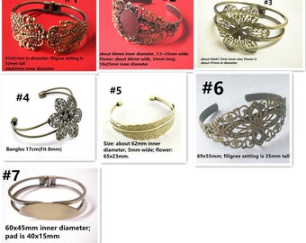 1pc antique bronze filigree bracelet setting-pls pick a style