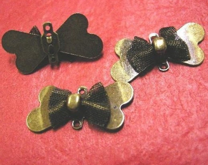 6pc antique bronze finish butterfly knot connector/link-3611