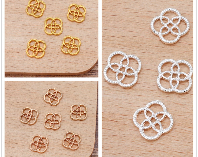 12PC 10mm metal flower shape links/connectors-Please pick a color