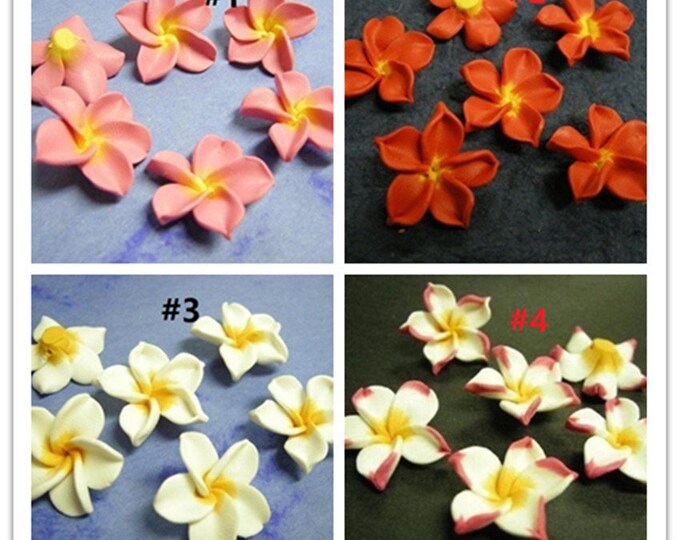 6pc fimo clay flower shape bead- pls  pick a color
