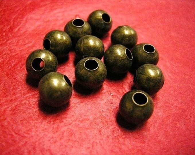 12pc 10mm antique bronze nickel free iron bead-3488