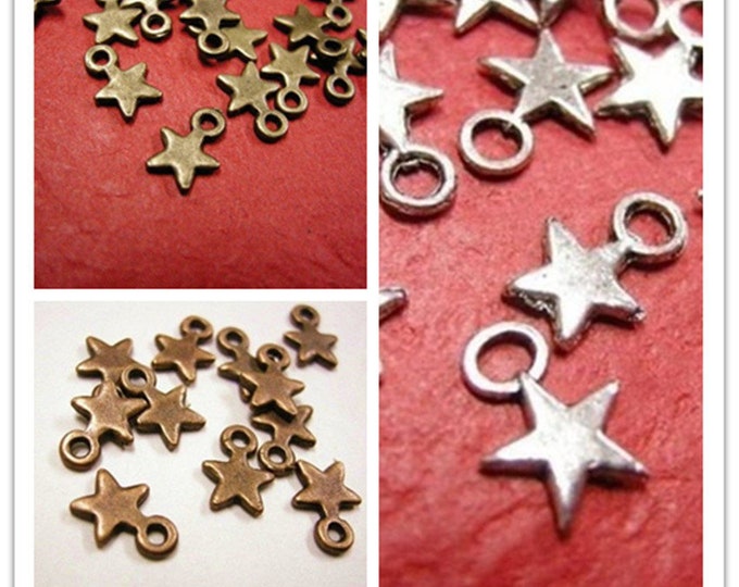 50pc 9.5mm lead  free antique finish metal star pendant-pls pick a color