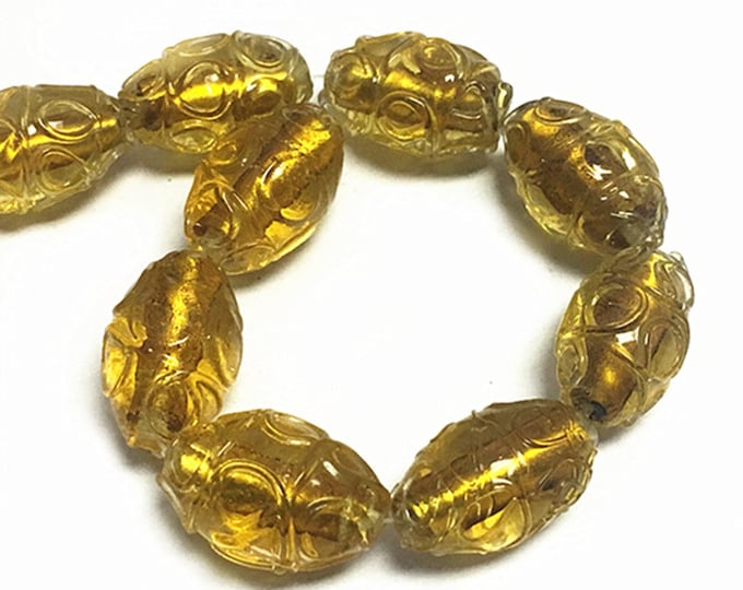 8pc 25x15mm fancy oval lampwork glass beads-1302C