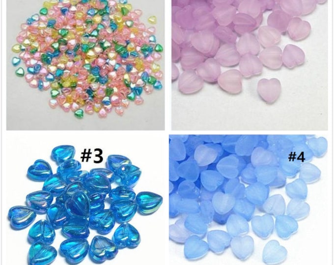 100pc 9x8mm  acrylic heart shape beads-pls pick a color