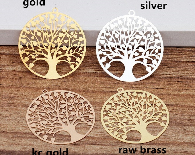 2pcs 30mm brass made tree of life pendants-R160- pls pick a color