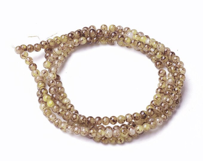 31 Inch Strand Of Glass Spray Painted 4mm round glass beads(215 beads)-R770