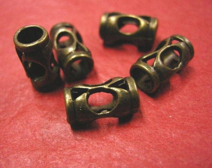 10pc antique bronze finish  fancy metal tube beads-3625