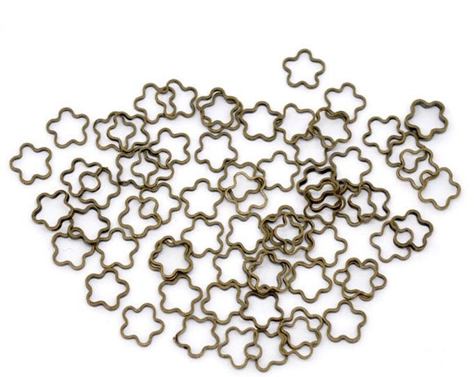 50pc 7.5mm antique bronze smooth flower shape metal ring-5614