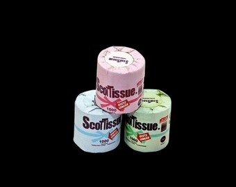 Dollhouse Miniatures: 3PC Wood & Plastic Paper Towel Rolls