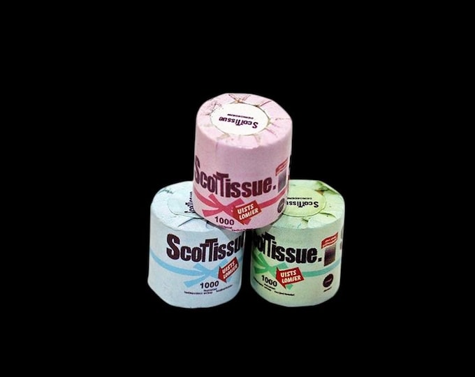 Dollhouse Miniatures: 3PC Wood & Plastic Paper Towel Rolls