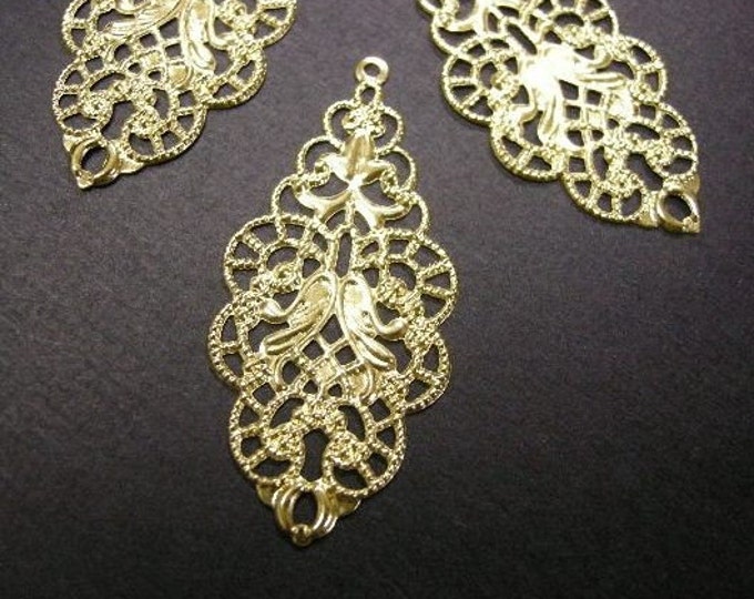 6pc gold finish filigree pendant/connector-3898