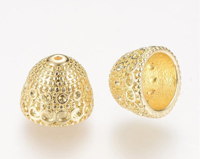 4pc 12x10mm gold finish dome shape bead caps -LL1380